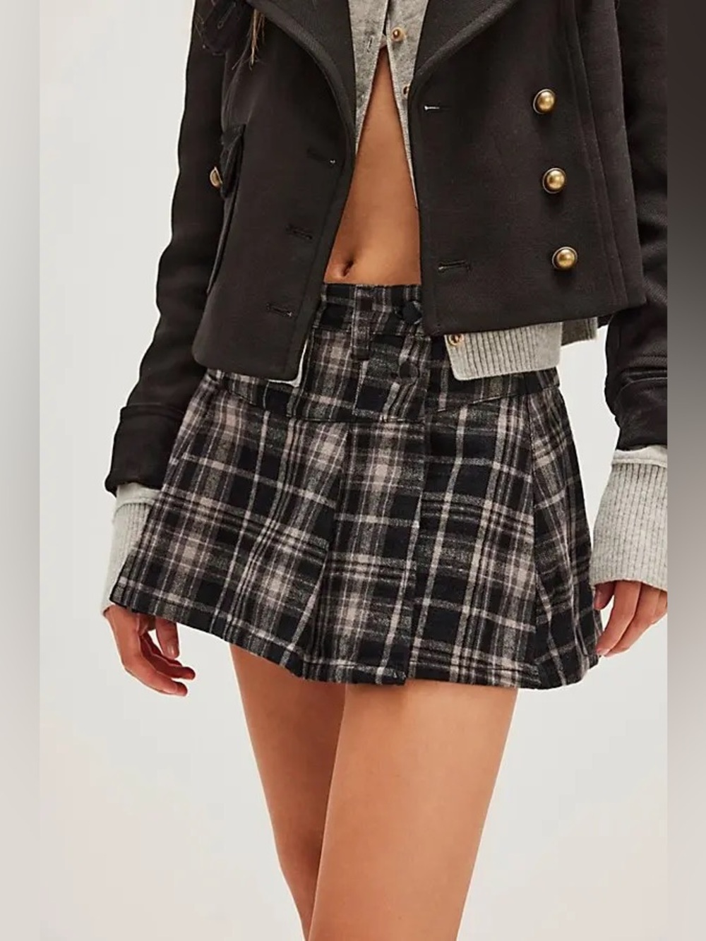 Free people Serena micro skort black combo